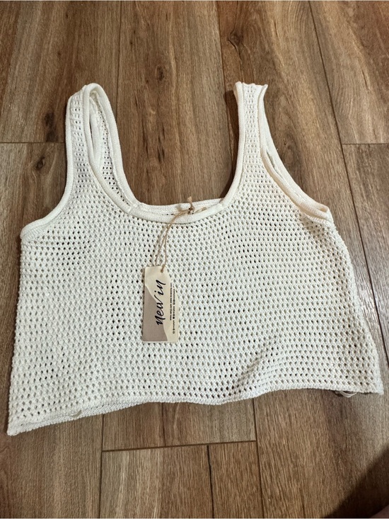 new in Tops - NWT New In Cream Crochet Knit Tank Top - Women L
